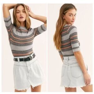 We The Free Sidecar Light Denim Blue Mini Skirt